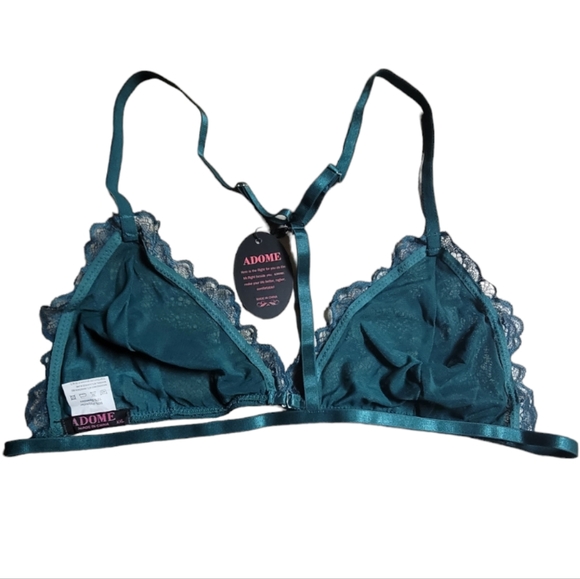 ADOME Dark Green 2-Piece Sexy Strappy Bralette and G-String Lingerie Set, XXL - Picture 4 of 12